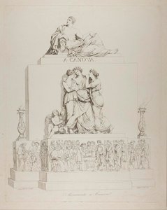 Monument över Antonio Canova av Bartolomeo Pinelli