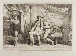 Paolo da Malatesta och Francesca da Rimini överraskade av Gianciotto Malatesta av Bartolomeo Pinelli