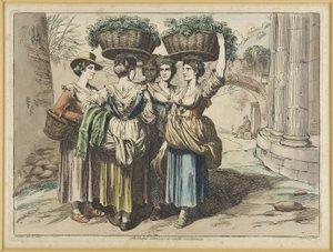 Romerska kvinnor som återvänder från vinskörden av Bartolomeo Pinelli