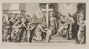 Rom leder det romerska folket till Pius VII efter hans återkomst till Rom 1814 av Bartolomeo Pinelli