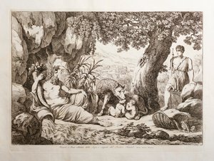 Romulus och Remus ammade av varginnan av Bartolomeo Pinelli