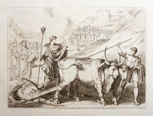 Romulus drar en linje runt Palatinen av Bartolomeo Pinelli