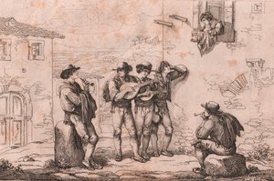 Serenad i Rom, etsning av Bartolomeo Pinelli (Rom av Bartolomeo Pinelli