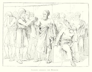 Sokrates dricker kardborre (litografi) av Bartolomeo Pinelli