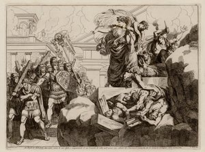Självmord av Hasdrubals hustru (etsning) av Bartolomeo Pinelli