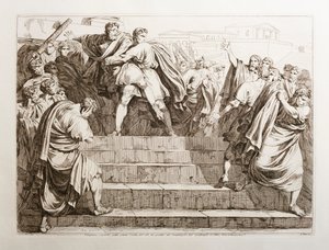 Tarquinius Superbus kastar Servius Tullius nedför Kapitoliums trappor av Bartolomeo Pinelli