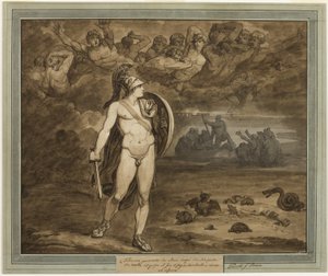 Telemachus, Tror att hans far, Ulysses, är död, söker efter honom i underjorden, från Telemachos äventyr, bok 18
