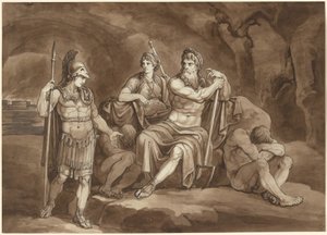 Telemachus begär tillstånd från Pluto att söka sin far i underjorden av Bartolomeo Pinelli
