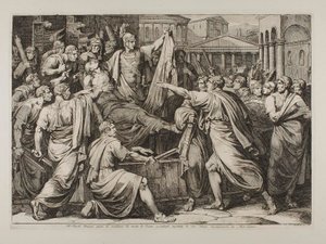 Det romerska folket svär att hämnas mordet på Caesar av Bartolomeo Pinelli