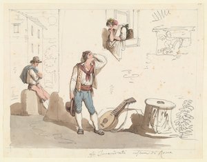 Serenaden, studie för romerska dräkter och seder av Bartolomeo Pinelli