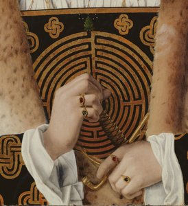 Porträtt av en man, detalj av hans händer