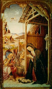 Julkrubba, central panel från en conversano polyptch, 1475 (tempera på panel)