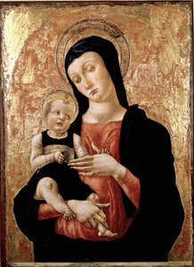 Jungfru med barn Målning av Bartolomeo Vivarini (ca 1432-efter 1491) 1400-talets Venedigs museum Correr