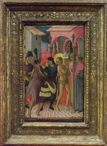 Franciskus tar av sig kläderna och avstår från sin far Pietro di Bernardones ägodelar av Bartolomeo di Tommaso da Foligno