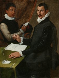 Porträtt av en okänd man och hans tjänare av Bartolommeo (attr. to) Passerotti