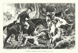 Att sätta hundar i skydd (gravyr)