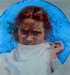 Berberkvinnor (färg litho) av Basilio Cascella