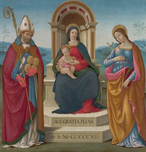 Madonna och barn med St Justus av Volterra och St Margaret av Antiochia