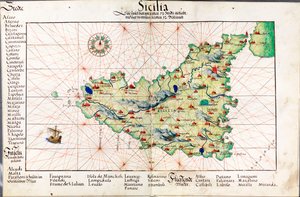 Karta över Sicilien av Battista Agnese