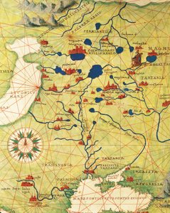Östeuropa och Centralasien: Transilvanien och Ryssland, från Atlas of the World i trettiotre kartor, av Battista Agnese av Battista Agnese