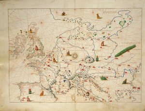 Europa, från Atlas of the World i trettiotre kartor, av Battista Agnese av Battista Agnese