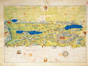 Heligt land, Israel och Palestina, från Atlas of the World i trettiotre kartor, av Battista Agnese av Battista Agnese