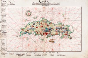 Karta över Kreta 1554 av Battista Agnese