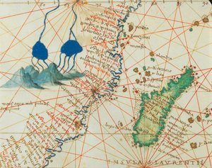 Indiska oceanen och en del av Asien och Afrika: Nilens källa och Madagaskar, från Atlas of the World i trettiotre kartor, av Battista Agnese av Battista Agnese