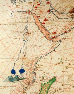 Indiska oceanen och en del av Asien och Afrika: Nilens lopp, från Atlas of the World i trettiotre kartor, av Battista Agnese av Battista Agnese