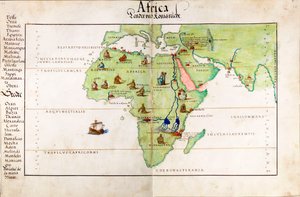 Vellumkarta över Afrika, Indien och Medelhavet av Battista Agnese