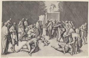 Förbundets ark i Dagons tempel av Battista Franco