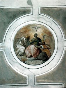 Representation av en av dygderna, detalj från taket på Grimani-kapellet (fresk) av Battista Franco