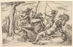 Bortförandet av Dejanira. av Battista Franco Veneziano