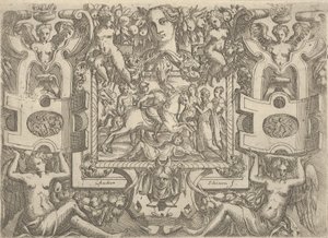 Figur på hästryggen som håller ett svärd och rider över en figur som ligger på marken, s..., ca. 1540-80.