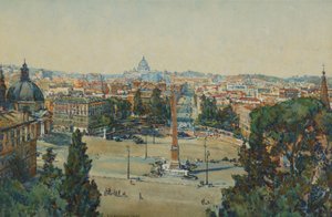 Rom, från The Pincio, Piazza Del Popolo av Beatrice Mary Seccombe Leech