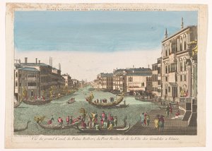 Se över Canal Grande med gondels, Palazzo Balbori och Ponte Rialto i Venedig Canal Grande, Palazzo Balbori, Pont Realto och gondolfestivalen i Venedig (titel på objektet) av Beauvais