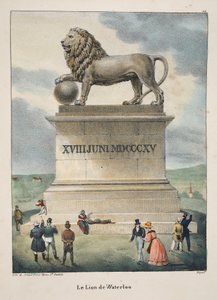 Le Lion de Waterloo, ca 1895 (fotokrom) av Belgian School