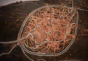 Karta över Brygge. anonym. 1546-1600. Detalj (målning) av Belgian School