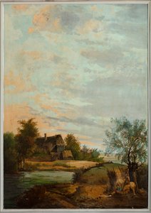 Andra bakrummet på baksidan, mötesrum, väggmålningar med lantliga scener i klassisk stil, troligen från omkring 1810, scen 7 av Belgian School