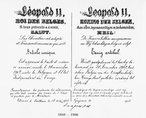 Underskrift av kung Leopold II (1835-1909) som godkände annekteringen av Kongo till Belgien, 1908