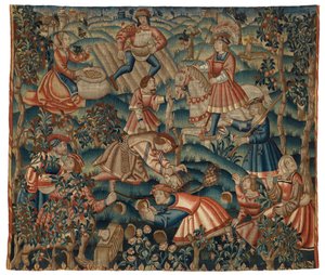 Gobeläng, September månad, möjligen från Flandern av Belgian School