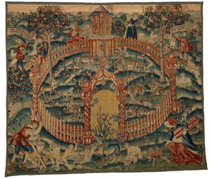 Gobeläng, Park au Cerfs, tillverkad i Tournai, Belgien, ca 1500 (ull) av Belgian School