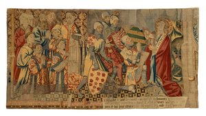 Gobelängfragment från en gobeläng föreställande De sju sakramenten, gjorda i Tournai, Belgien av Belgian School