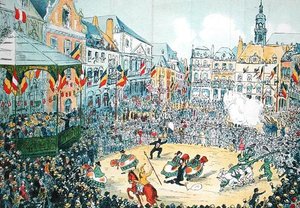 "Lumecon" i Mons (färg litho) av Belgian School