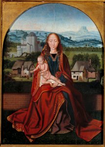 Jungfru- och barnmålning av Antwerpenskola från 1400-talet Liège, Museum of Fine Arts av Belgian School