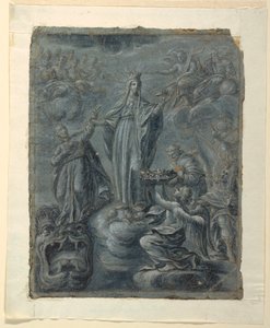 Teckning, Recto: Jungfruns kröning, ca 1630