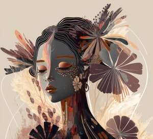 Ett fridfullt blommorporträtt av Bella Eve