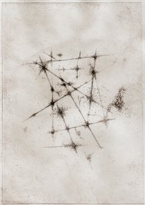 Nebula, 2018 (torrnål på papper) av Bella Larsson