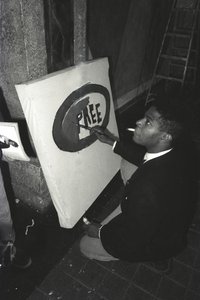 Jean-Michael Basquiats målning "Pree" på Area, New York av Ben Buchanan