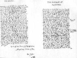The Masque of Queens och ett dedikationsbrev till Henry, Prince of Wales, 1609 av Ben Jonson